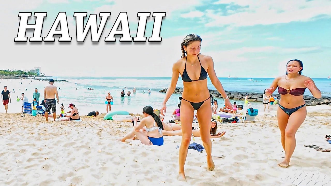 WALK TOUR 🏖 2 Hours Walking on the Beach and Street in Waikiki Hawaii #walking #waikikibeach
