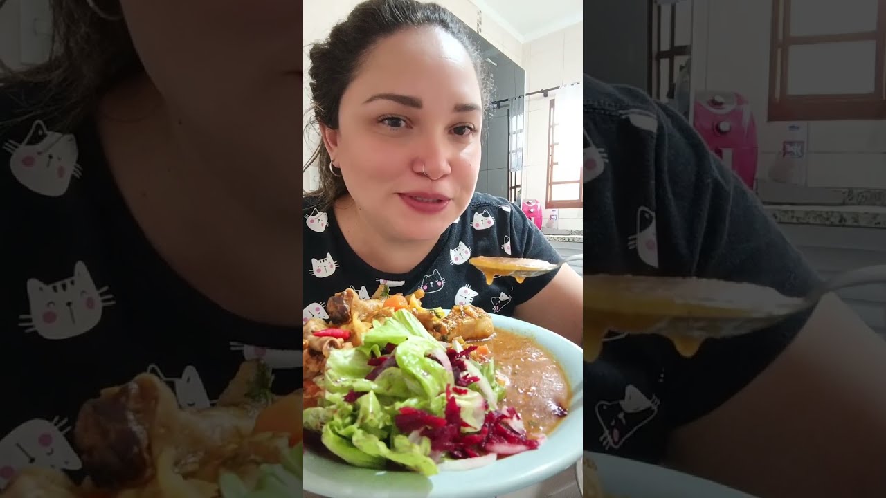 #COMENDOMUITO : ALMOÇO DE HJ AQUI EM CASA ( FRANGO GUISADO COM LEGUMES, PIRÃO, PIMENTA 🌶️ SALADA)