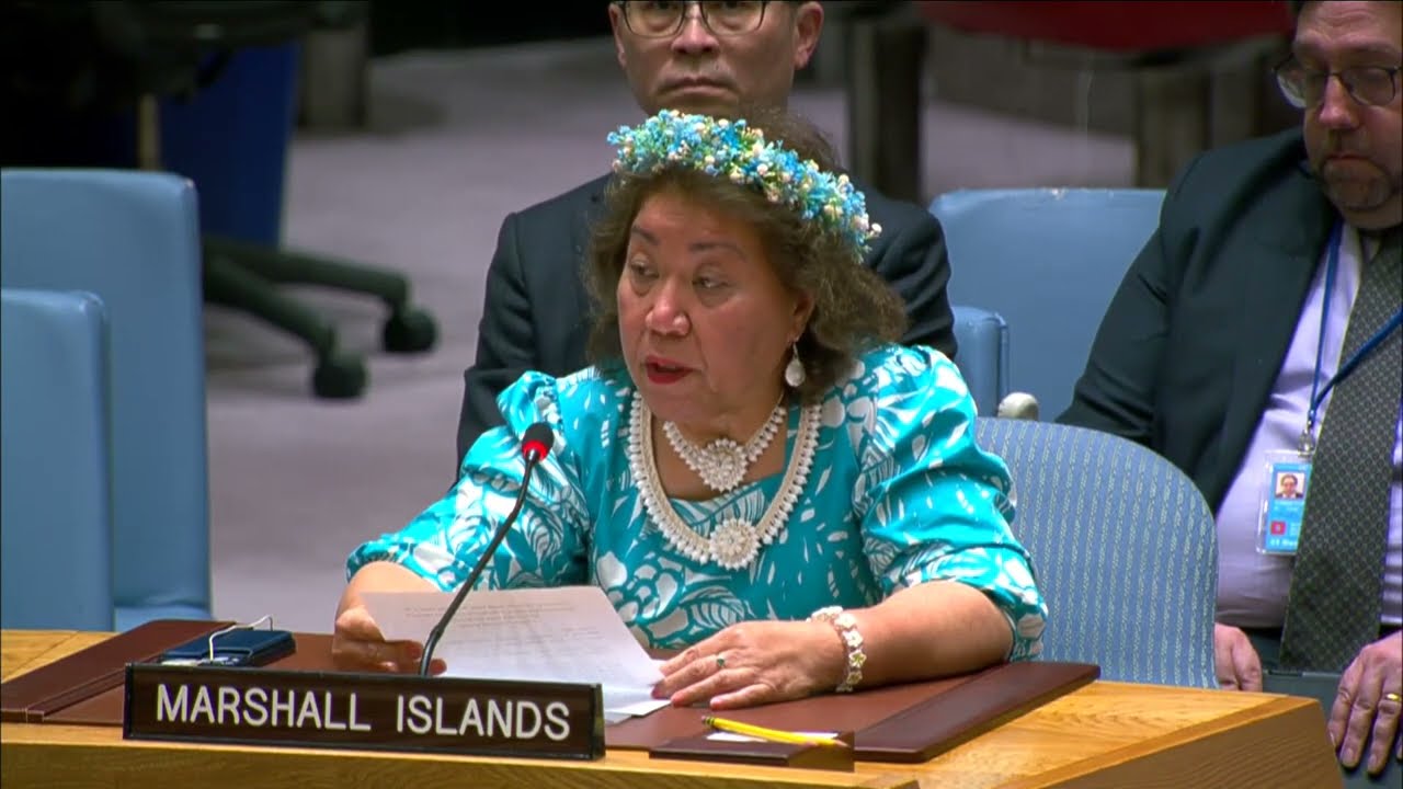 RMI Amb Kabua delivers the #PSIDS statement at the #SecurityCouncil open debate