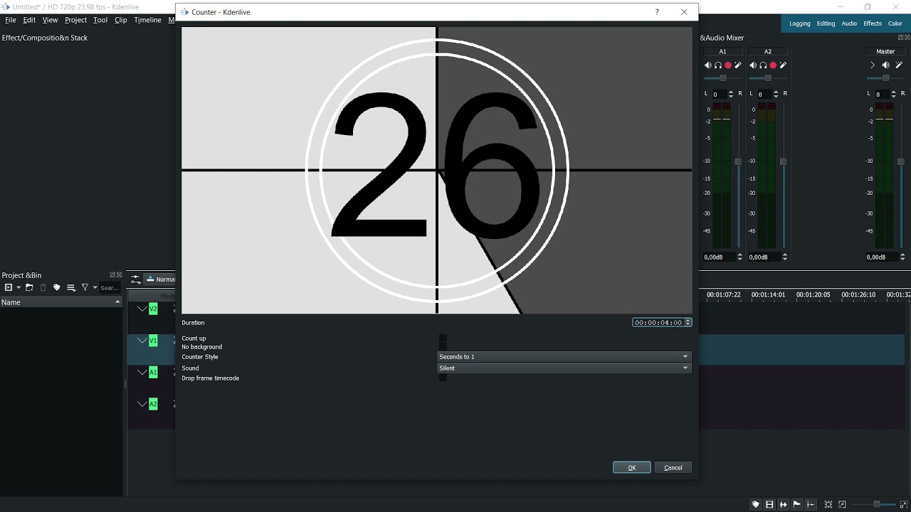 Count down in kdenlive beginner tutorial