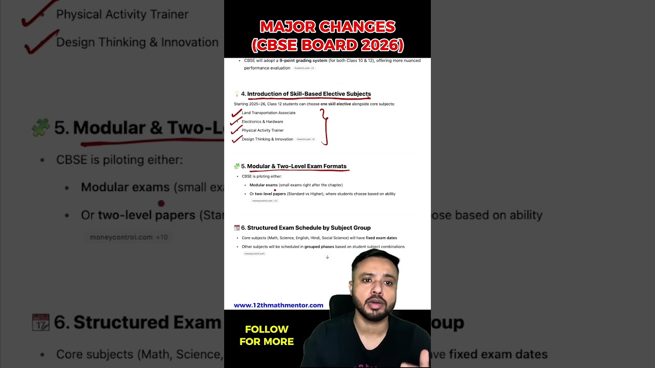 CBSE 2026 Board Exam Major Changes 🔥 | Class 12 Must Watch!