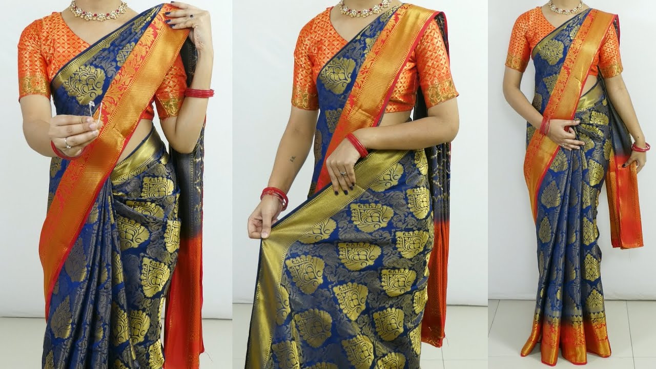 How to wear a silk saree to look slim at a wedding | New saree draping style for beginners
