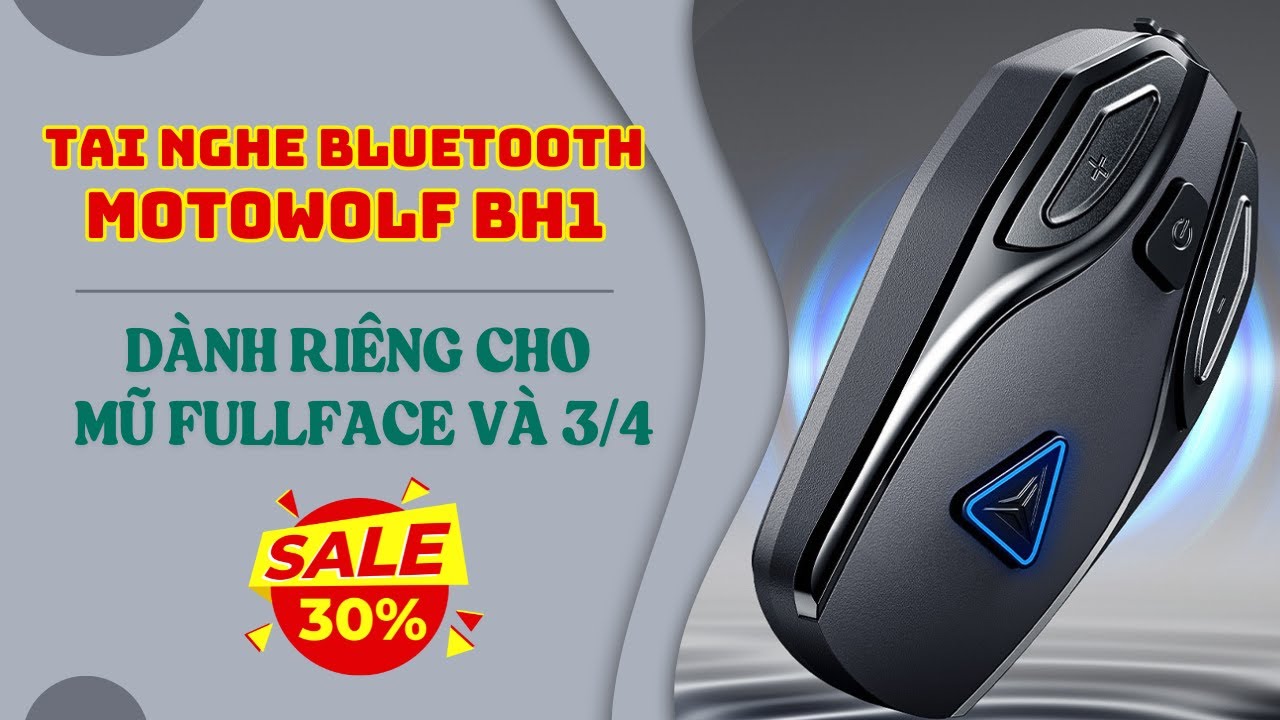 Tai nghe Bluetooth Motowolf BH1 chuyên dụng cho mũ 3/4 và Fullface. Giảm 30% khi mua cùng mũ