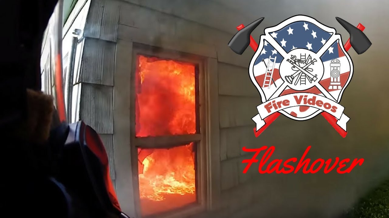 Up close structure fire Flashover with intense flames helmet cam fully involved rollover backdraft