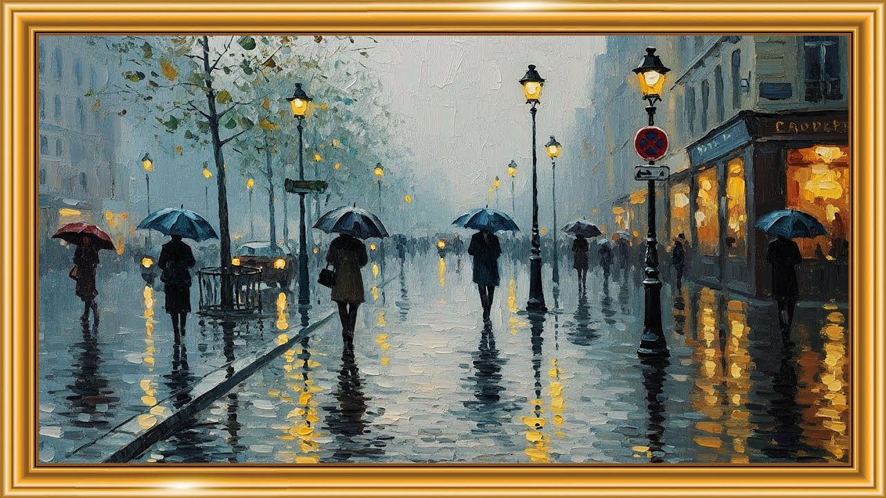 Rainy Paris Street ☔🇫🇷 | Impressionist Urban Life in Caillebotte Style | Framed TV Gallery