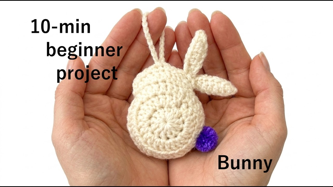 Easy, How To  Crochet a Rabbit Keychain/ Ornament, Beginner Tutorial
