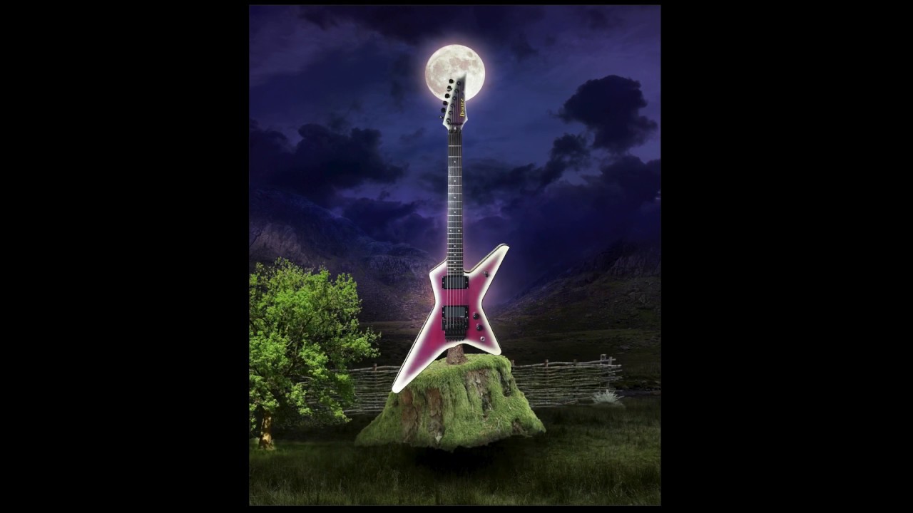 DIY poster of Ibanez DG350 electric guitar. Photoshop creative retouch.