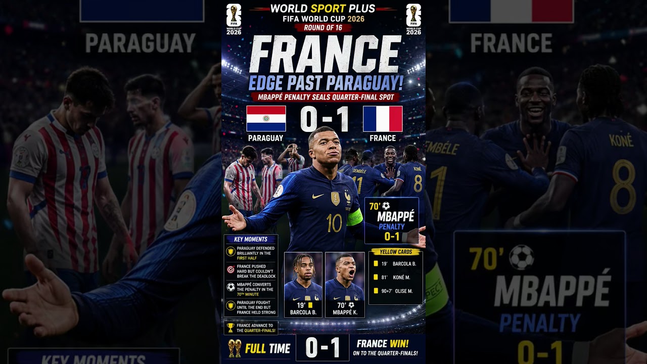 🇫🇷 France vs Paraguay 1-0 | Mbapp&eacute; Sends France to the Quarter-Finals | FIFA World Cup 2026