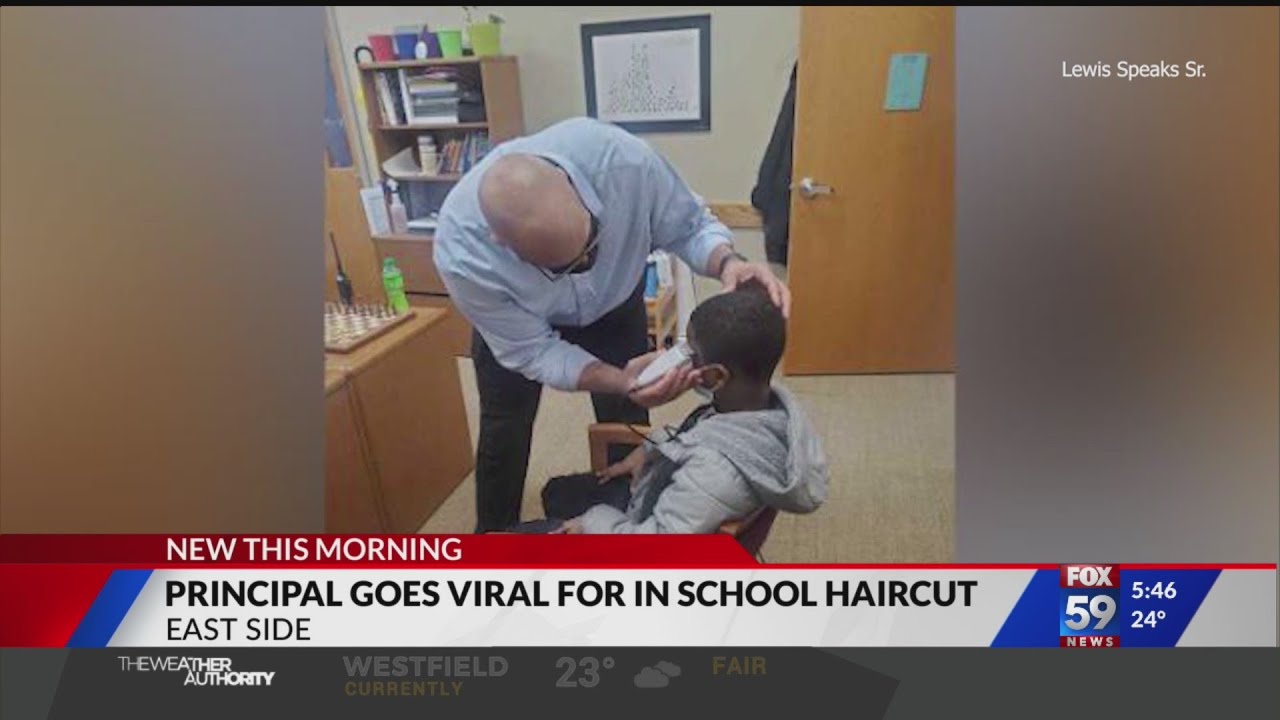 Local principal gives student haircut at school