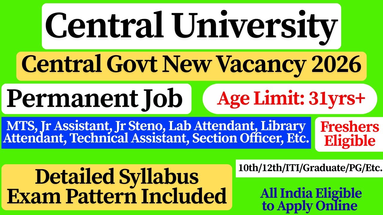 🚀 Central University Group: B & C Vacancy 2026 | Central Govt Vacancy 2026 | 10th/12th Pass Job