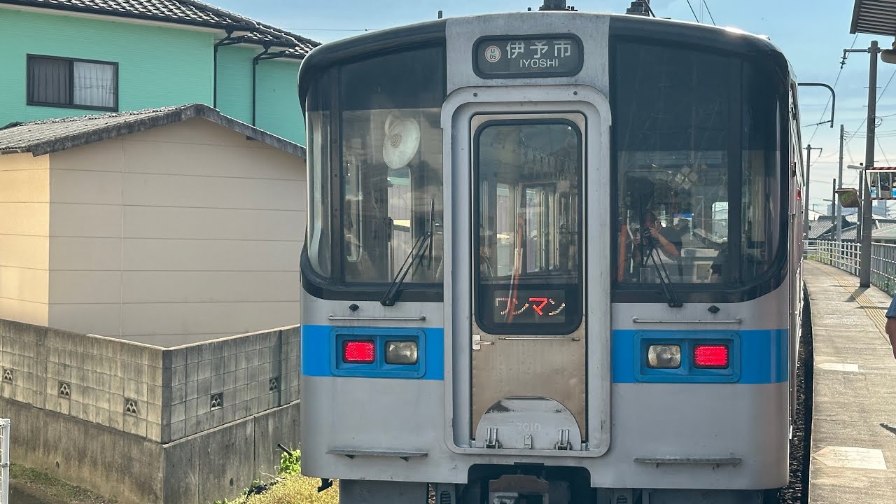 JR四国 7000系7010号後方展望　新松山駅から南伊予駅