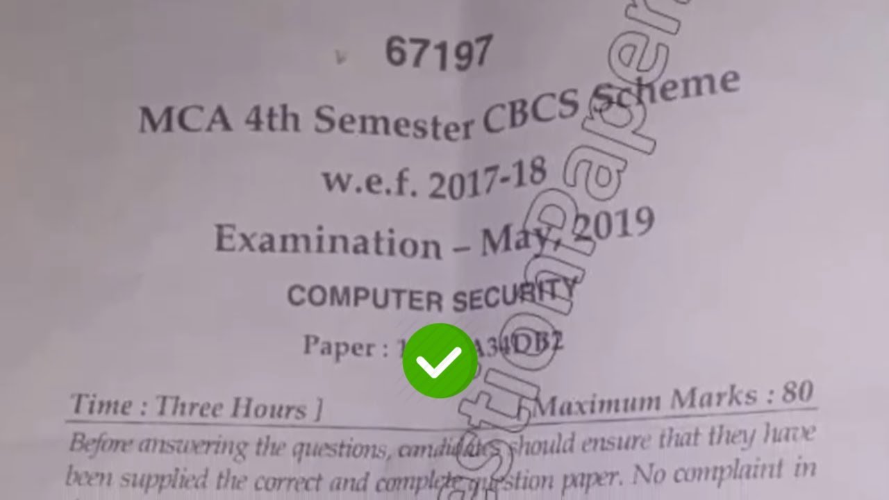 [2019] Mdu MCA 4th Sem Computer Security Question Paper | Techbr Hindi