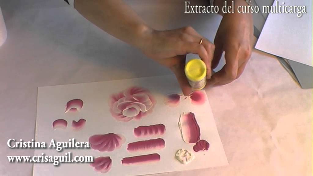 Curso pintura muticarga , pintar rosas , Painting roses, one stroke painting