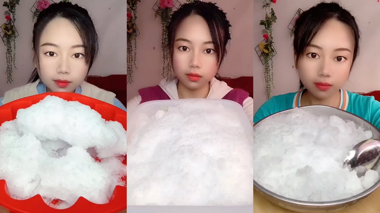 먹방 ASMR 얼음먹방 SOFT POWDERY ICE DRY CRUNCHES FREEZER FROST EATING 🤍❄️WHITE ICE EATING ASMR 氷