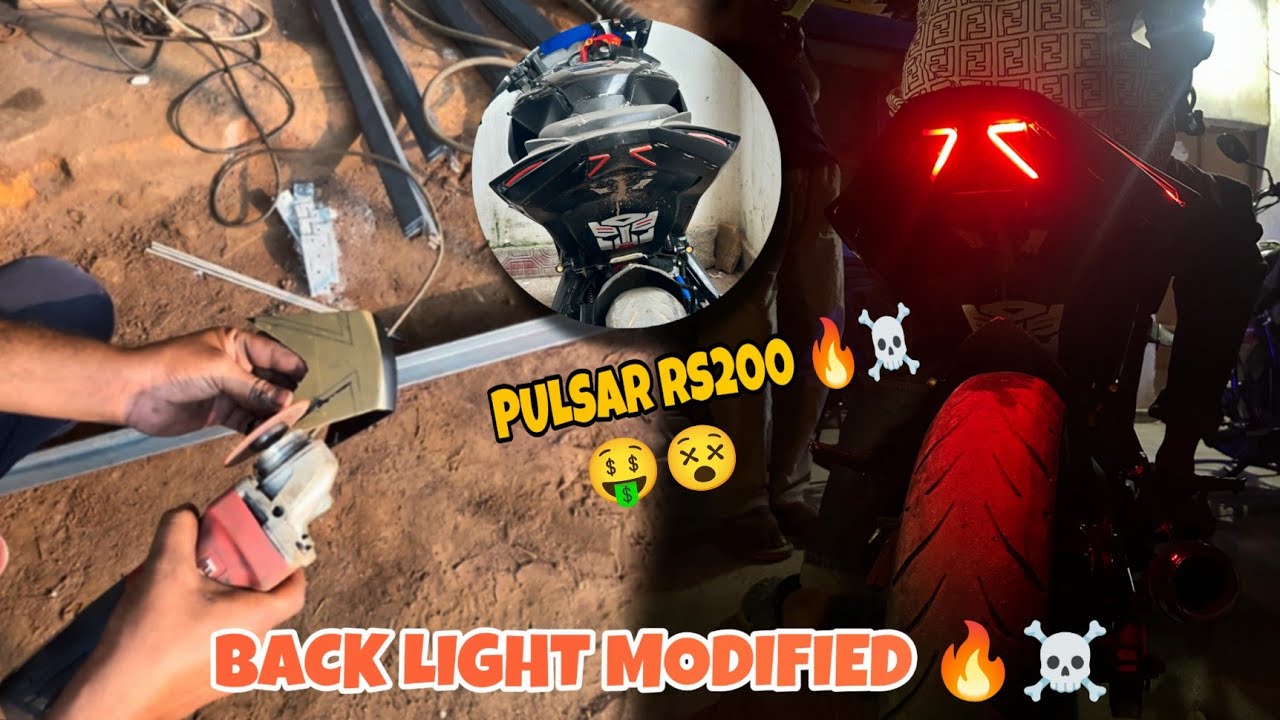 🤑☠️CHEEPEST BACK LIGHT MODIFICATION 😵🔥 IN PULSAR RS200 🔥 #motovolgger #chitrakootrider 