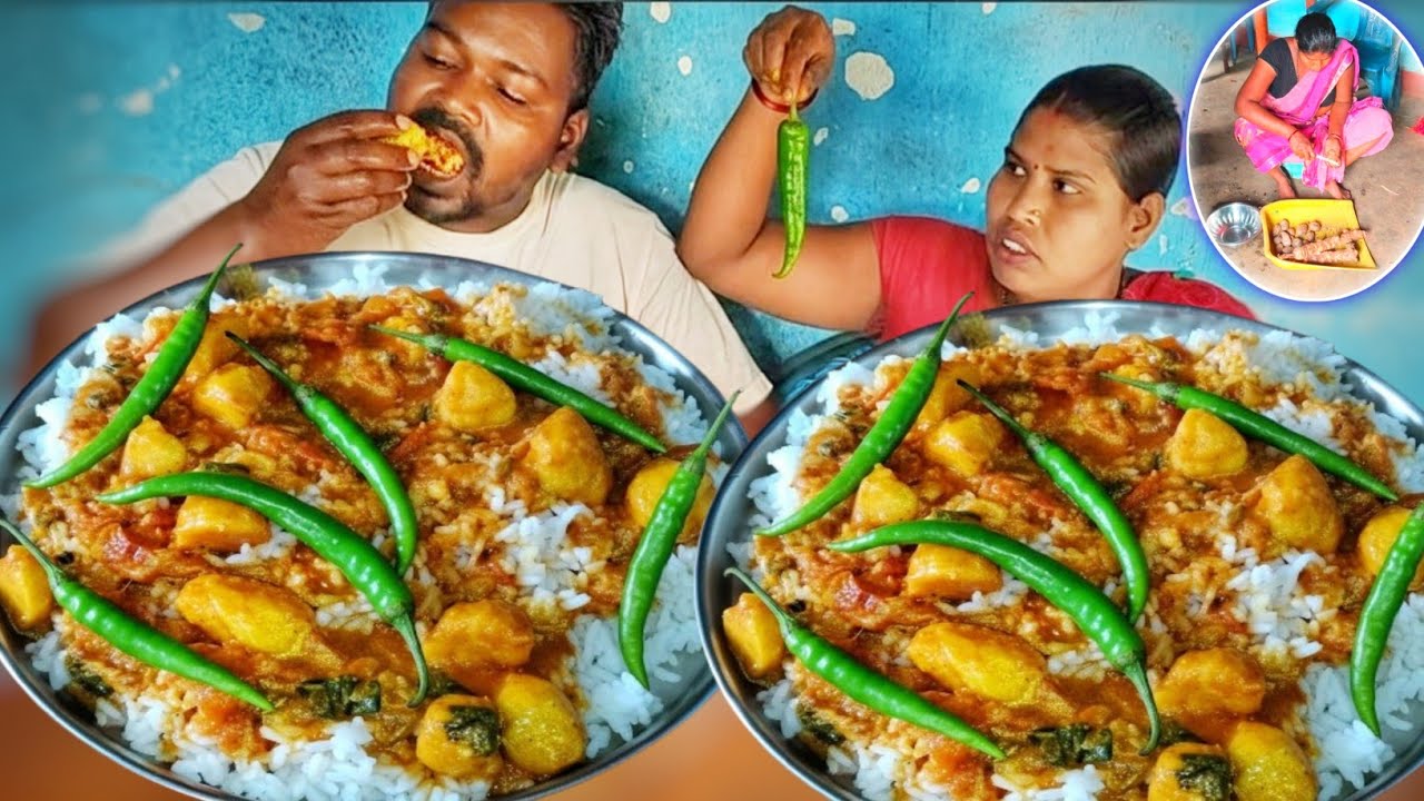 गाँव की SPECIAL BIG ARBI KI SABZI & CHAWAL 🍚 RURAL DESI MUKBANG | Ramesh village eating