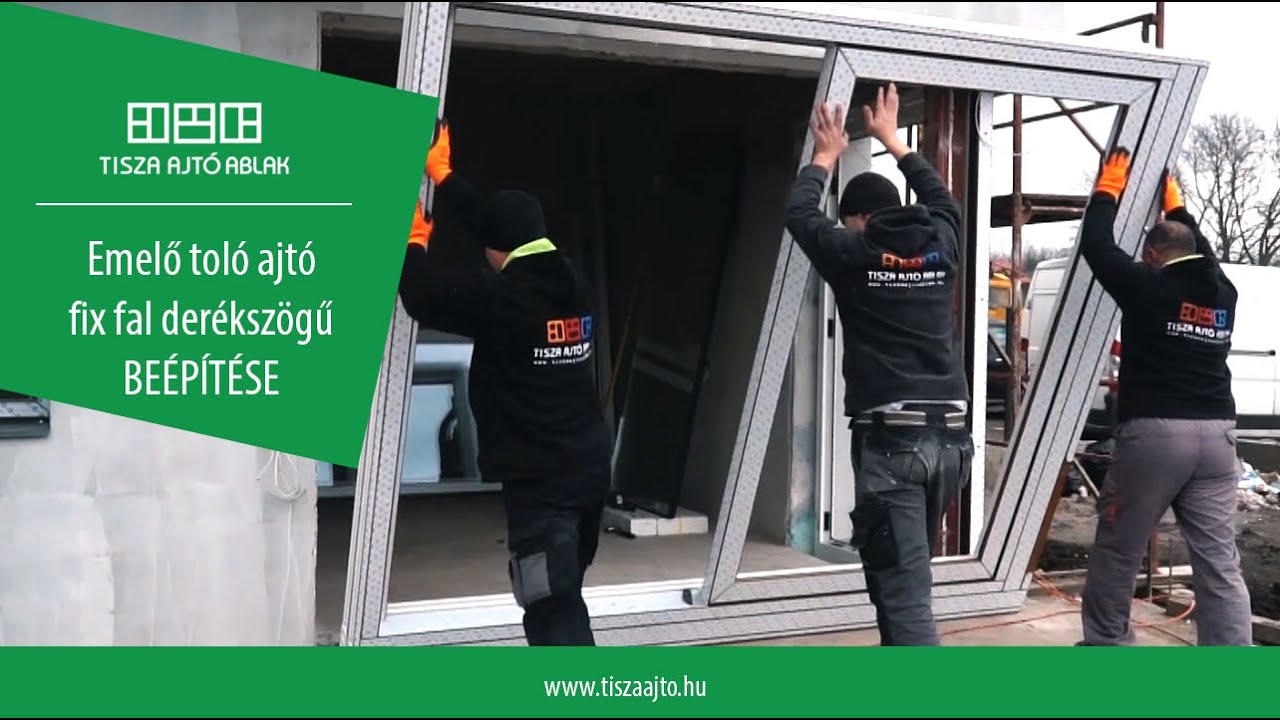 Emelő toló erkélyajtó és fix fal derékszögű beépítése