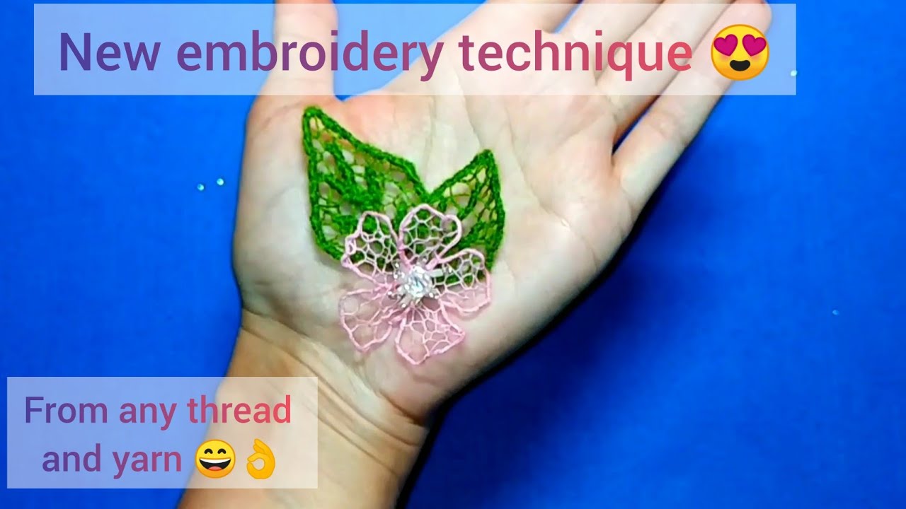 DIY new hand embroidery technique, thread lace leaf & flowers. Tutorial how to make simple lace 😍