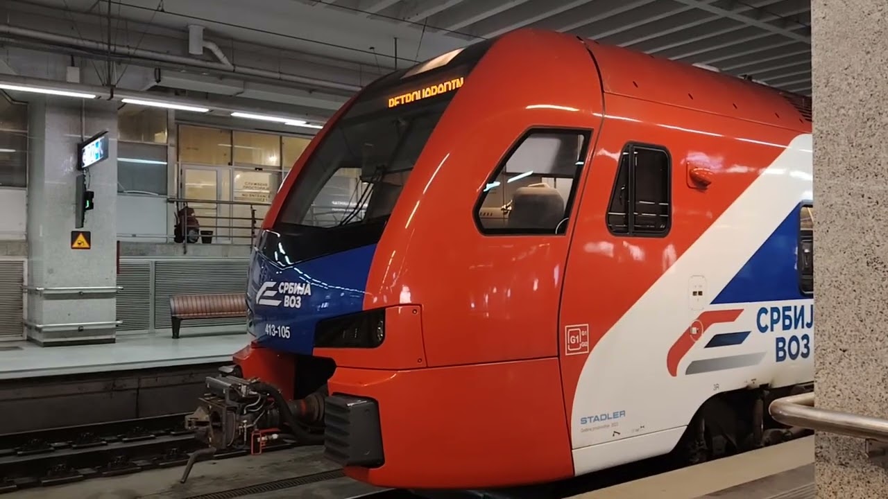 A lot of STADLER KISS,FLIRT,dep,arr from main railway station Belgrade center,february 2026