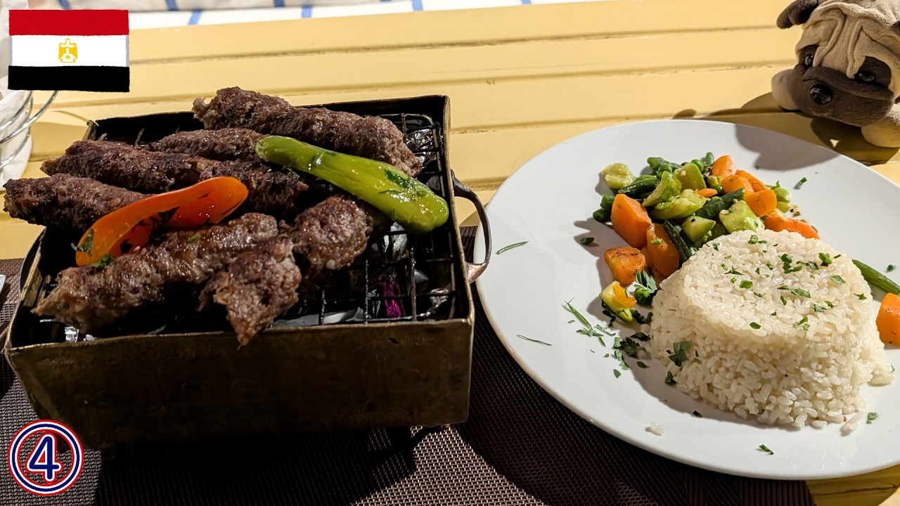 エジプト旅4｜ルクソール夜さんぽ！絶景レストランの炭火焼きコフタと屋台の激甘スイーツ