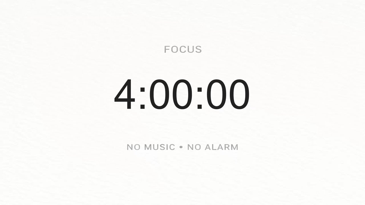4 Hour Timer (Silent, No Alarm) | Minimal