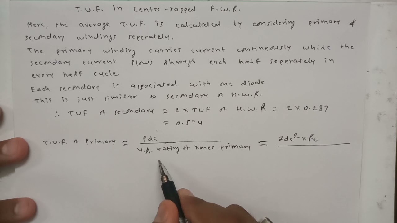 Transformer Utilization Factor in Center Tapped Full Wave Rectifier