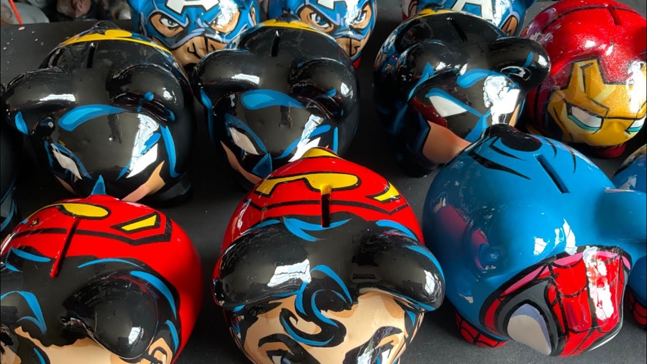 pintemos superheroes en unas alcancias de cerdito en estilo comic paso a paso