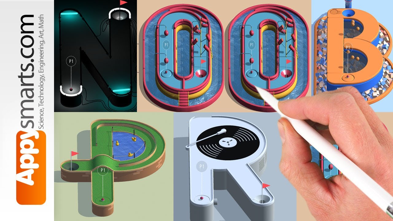 Alphabet Arcade Game Meets Rube Goldberg : Aphaputt walkthrough NOOB vs PRO level (iPad/iPhone)
