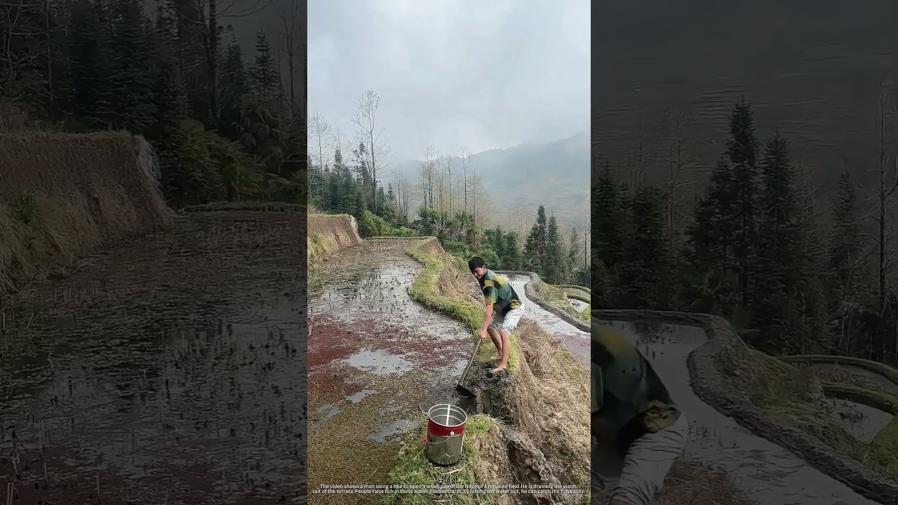 Harvesting Fish By Draining A Terraced Fish Pond