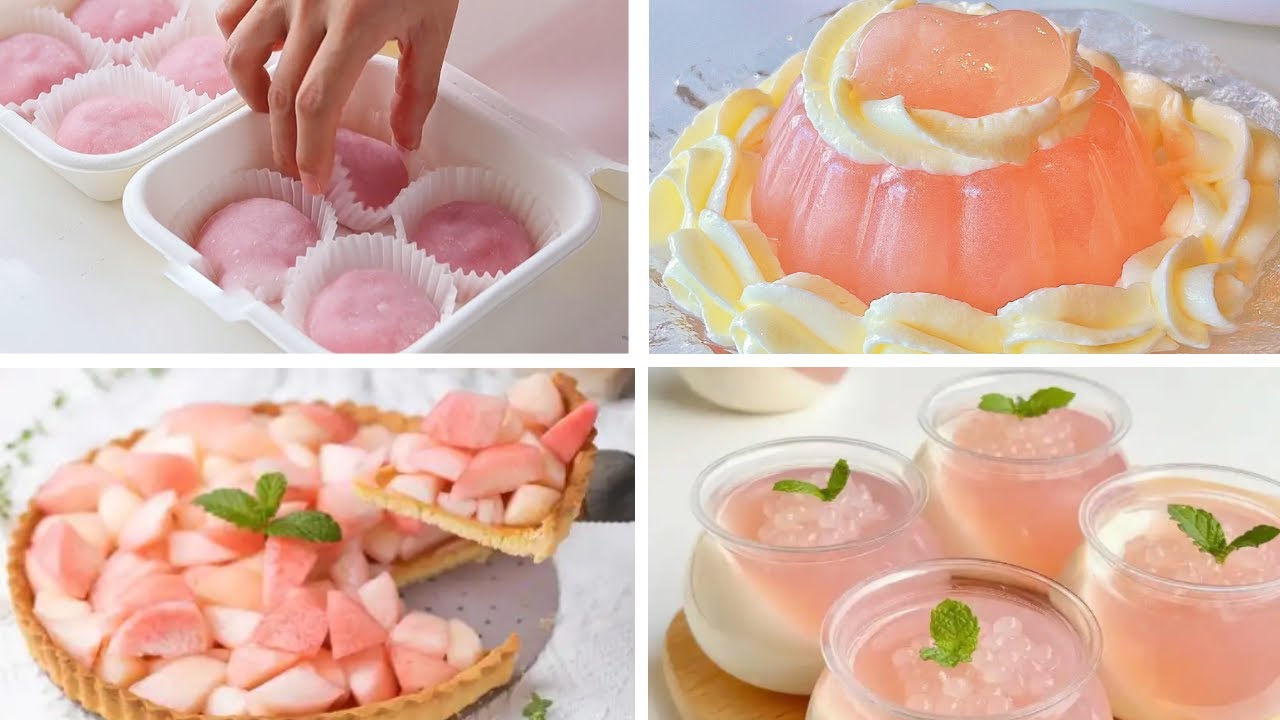 Satisfying Relaxing Video|🍨🍑🍰🍪Peach glutinous rice cake recipe|Asmr|Tiktok