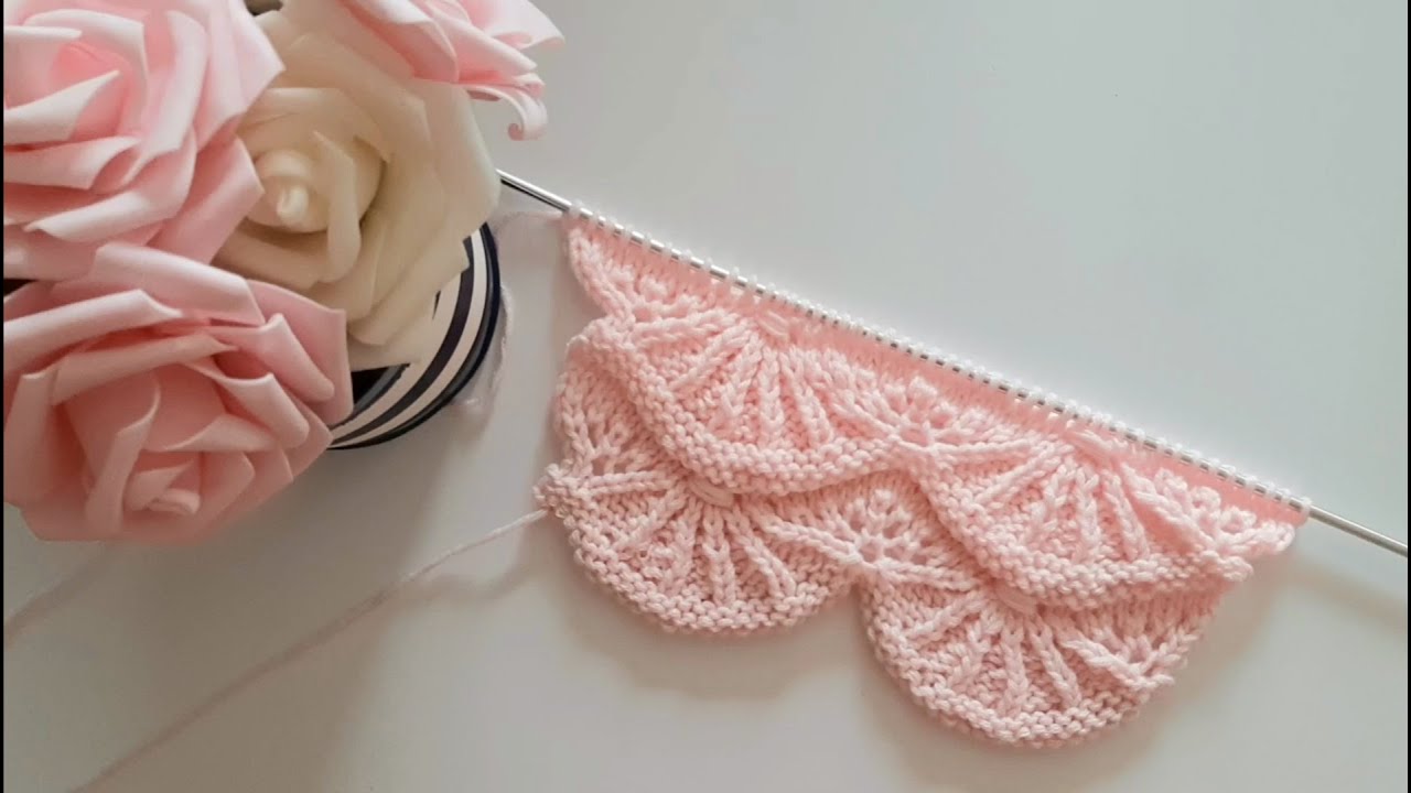 MOTIVO CONCHIGLIA AI FERRI N° 48/ Alsacian scallops knit/ punto concha a dos agujas