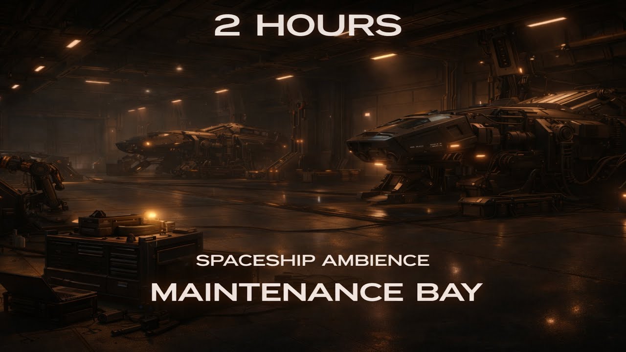 Spaceship Interior Ambience – Maintenance Bay | Background Work (2 Hours)