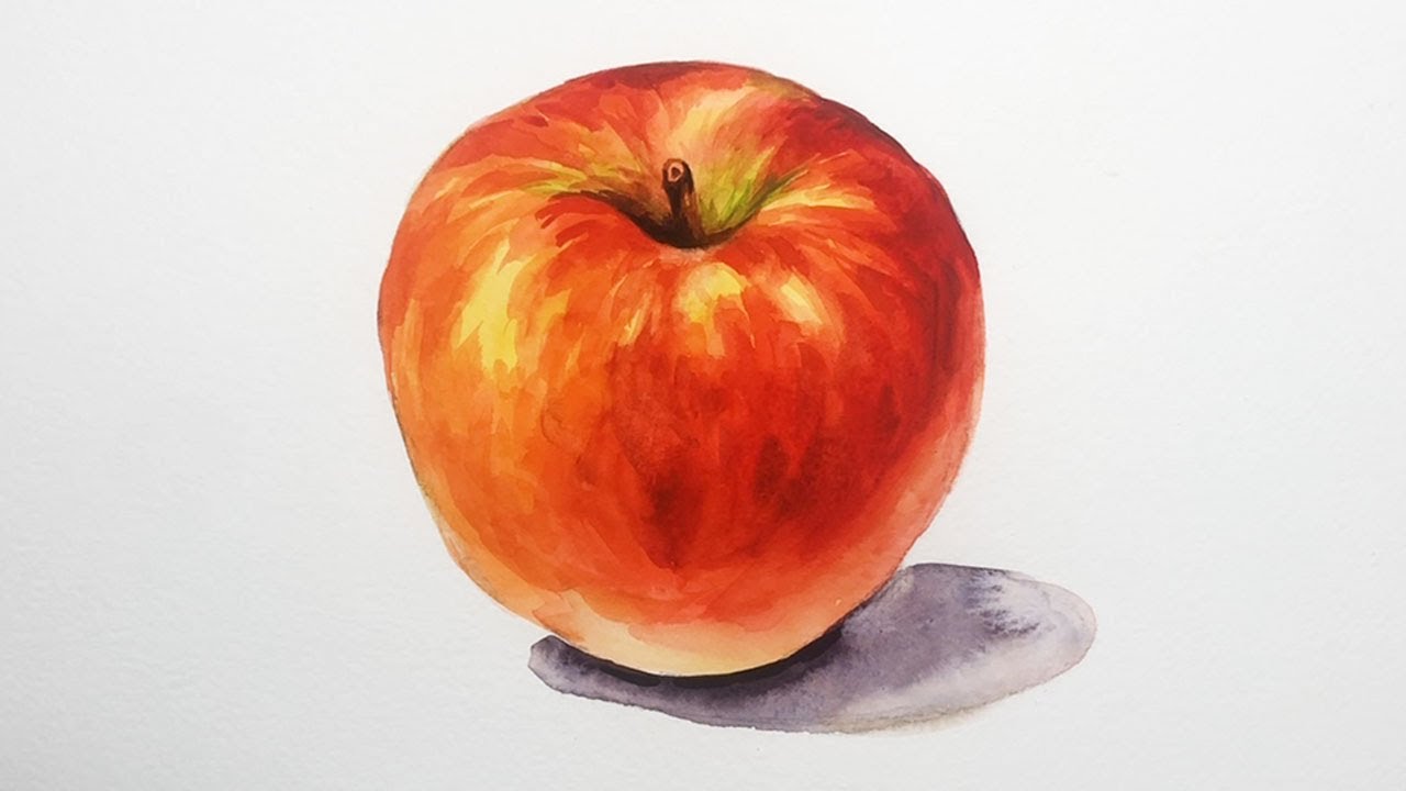 초보를 위한 사과 그리기, Apple Watercolor Tutorial for Beginners