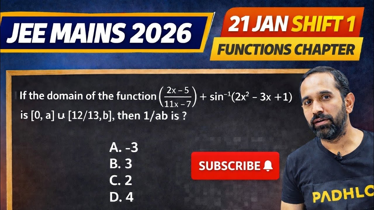 Q) If the domain of the function cos⁻¹((2x−5)/(11x−7)) + sin⁻¹(2x²−3x+1) is [0, a] ∪ [12/13, b]..