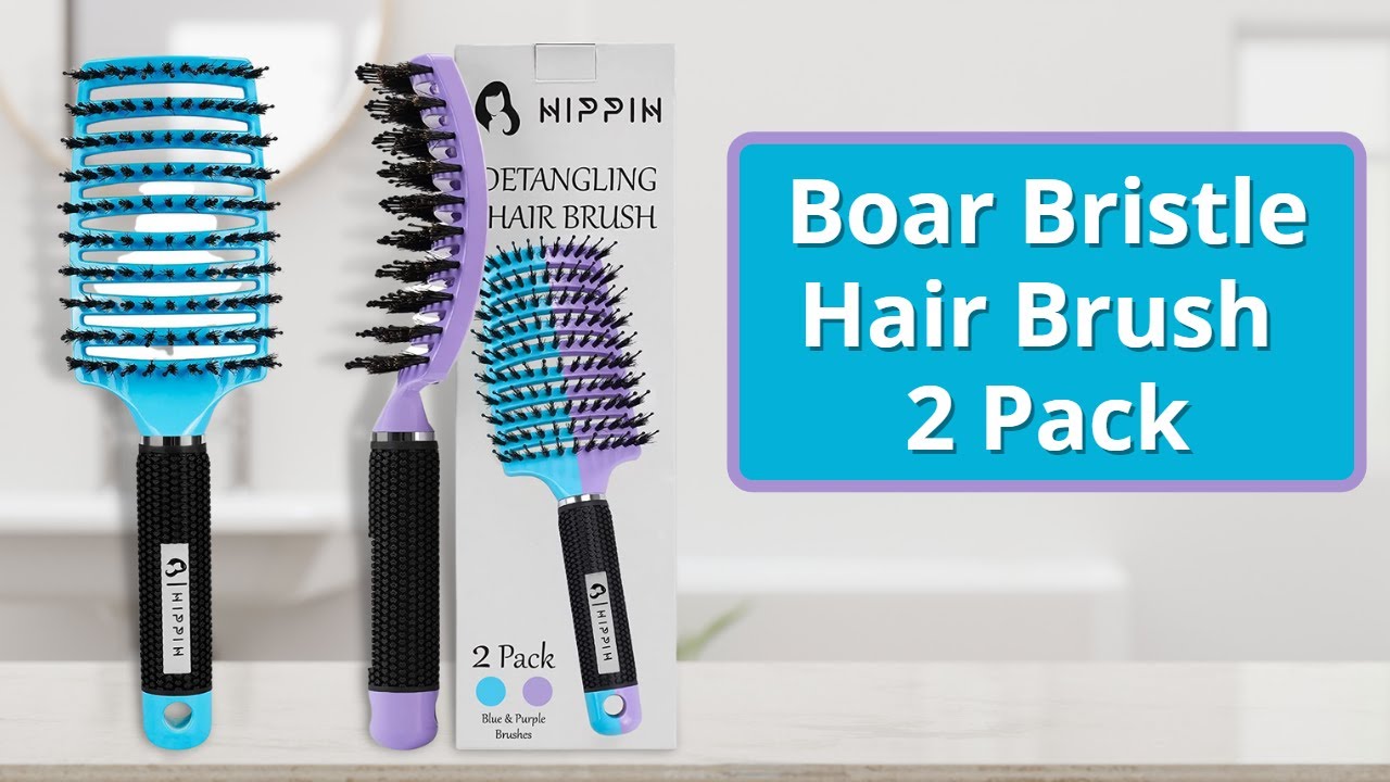 Boar Bristle Hair Brush 2 Pack