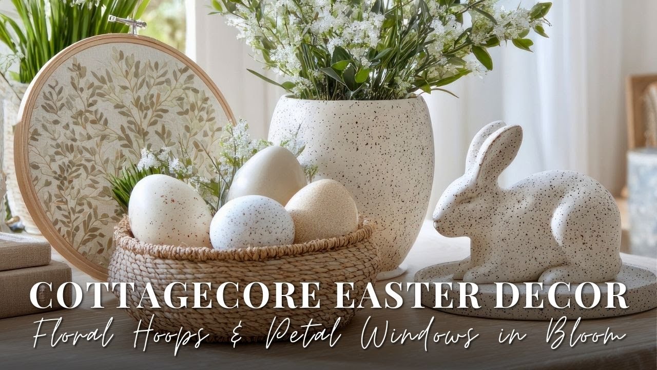 Modern Cottagecore Easter: Floral Embroidery Hoops and Pressed Petal Window Displays