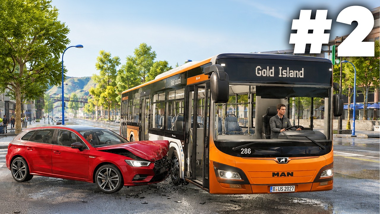 Bus Simulator 27: Прохождение игры, часть 2 &mdash; В мой автобус врезалась машина (Полная версия)