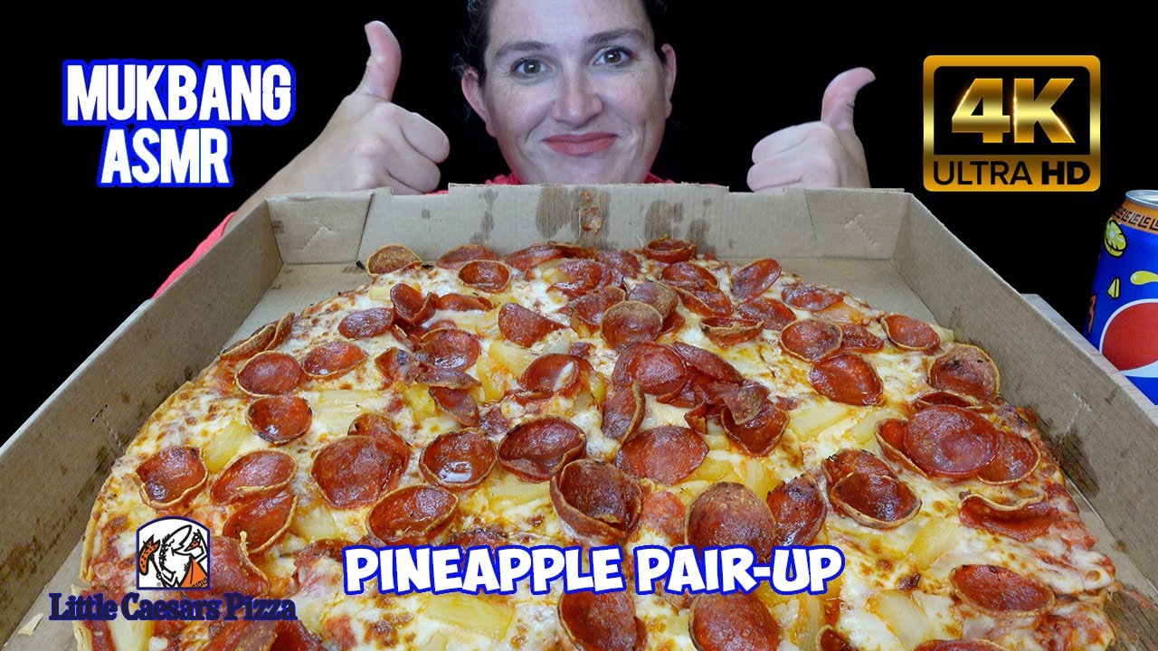 [ASMR MUKBANG] LITTLE CAESAR'S | PINEAPPLE PAIR-UP, Delightful Pizza & Pepsi