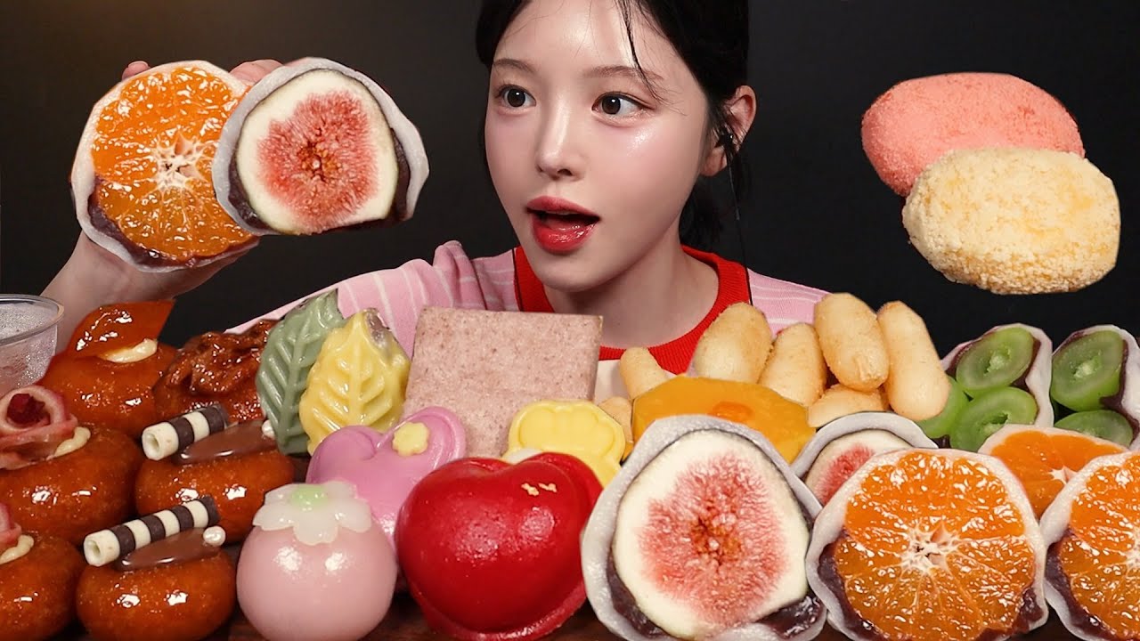 SUB)비쥬얼폭발 떡 먹방!🍡초코크림떡 과일찹쌀떡 튀김치즈떡 꿀떡 개성주악까지 디저트 꿀조합 Fruit Cream Tteok Dessert Mukbang Asmr