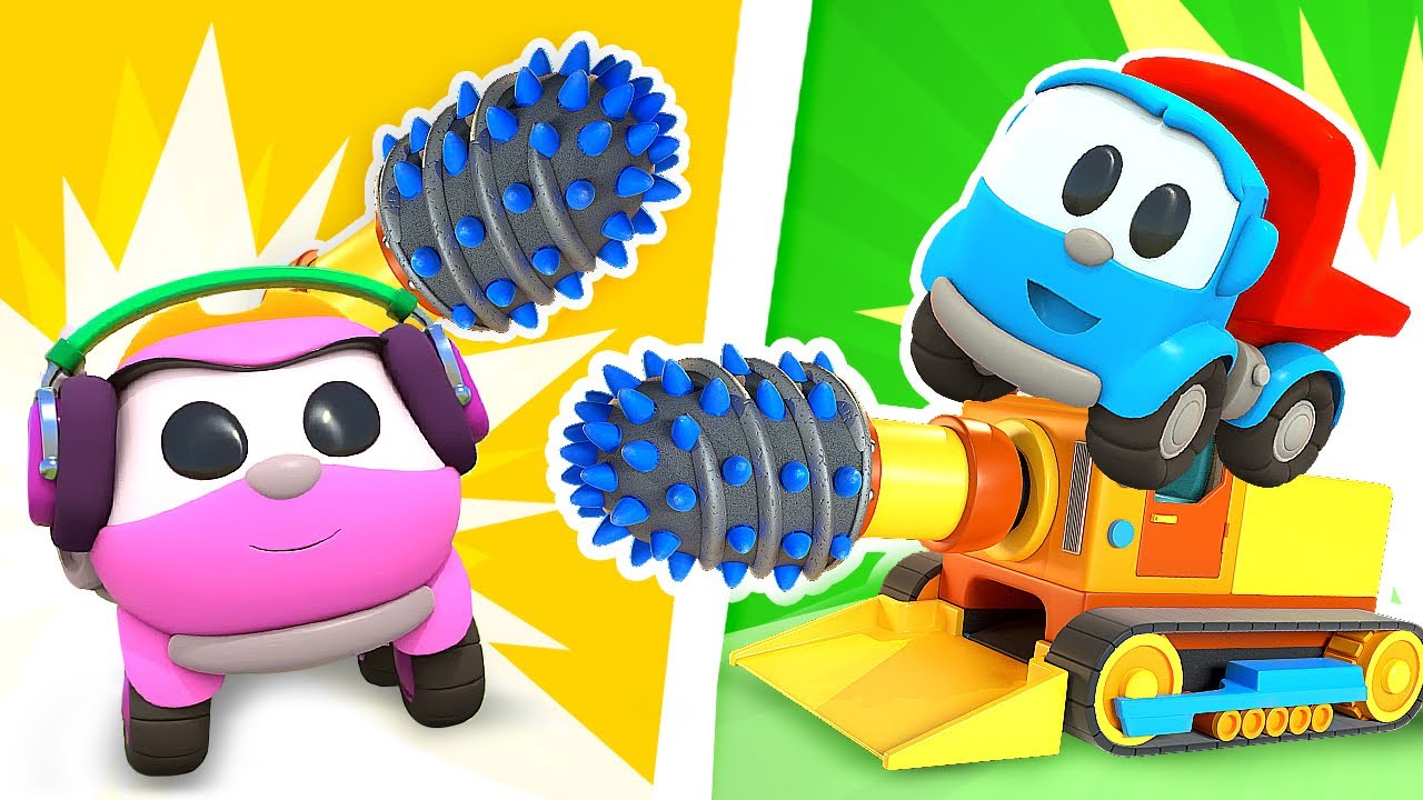 L&eacute;o le camion et L&eacute;a pour enfants. Dessin anim&eacute; HD en fran&ccedil;ais. Un tunnelier pour &eacute;largir un tunnel