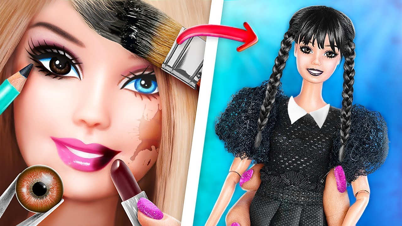 Búp bê BARBIE biến hóa thành Wednesday | 5 ý tưởng thủ công