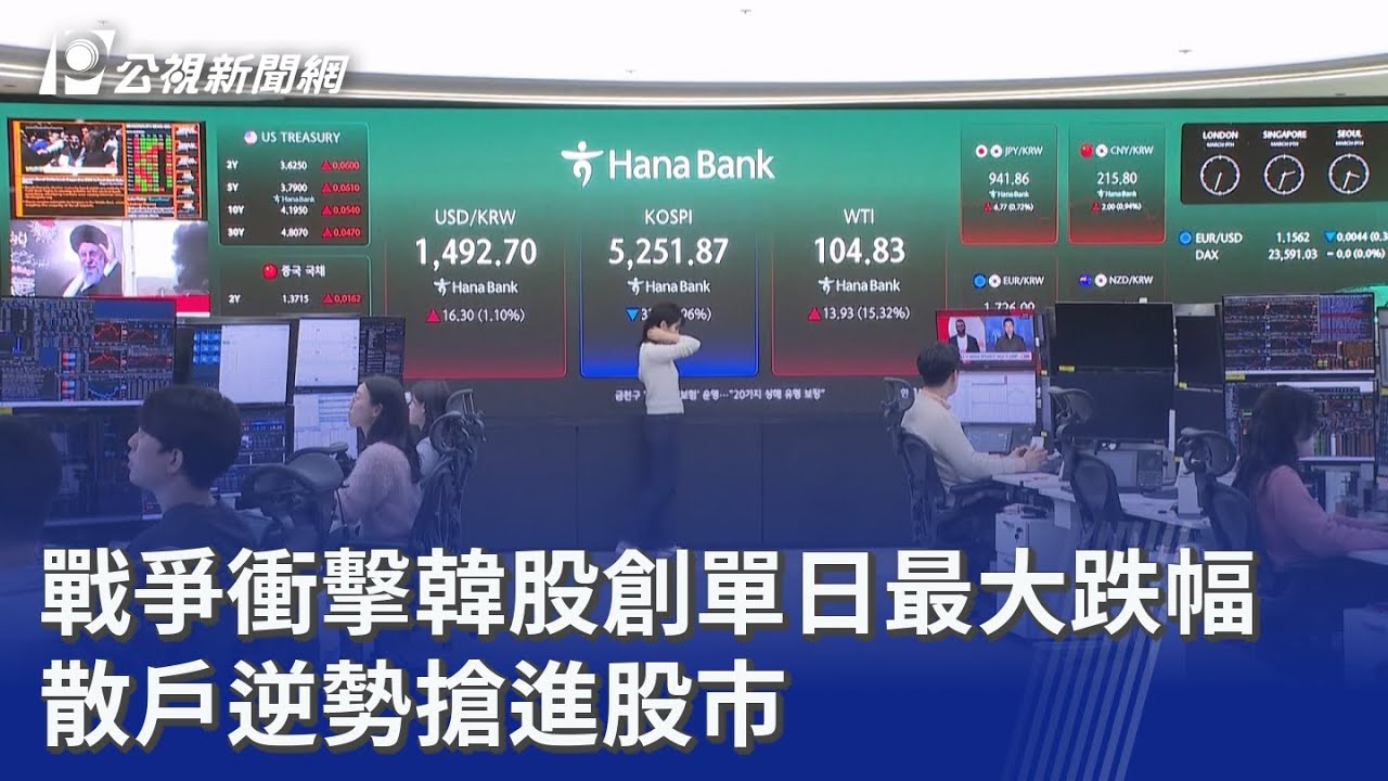 戰爭衝擊韓股創單日最大跌幅 散戶逆勢搶進股市｜20260327 公視晚間新聞