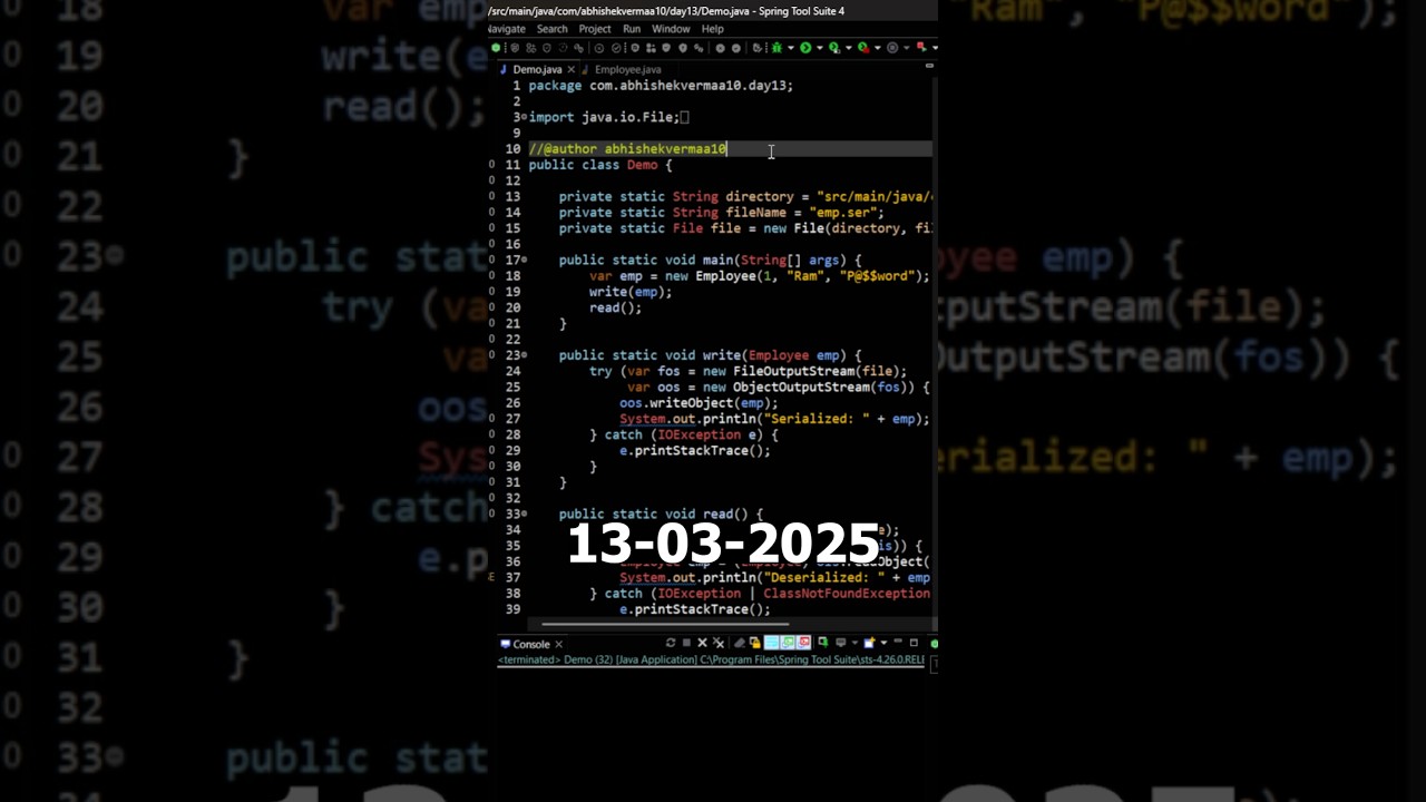 Day-72: Why do we need serialVersionUID in Java #shorts #java