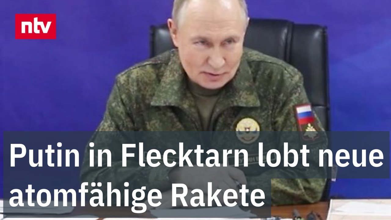 Putin in Flecktarn lobt neue atomf&auml;hige Rakete - Kiew unter Beschuss ist