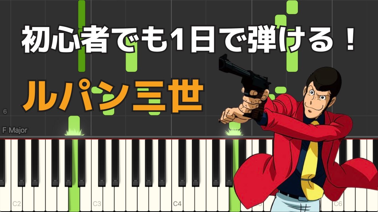 ルパン三世のテーマ 【初心者でも1日で弾けるピアノ楽譜】Theme From Lupin Ⅲ - Piano Sheet Music
