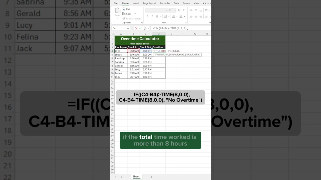 Stop Manually Calculating Overtime! Use This Excel Formula Instead!