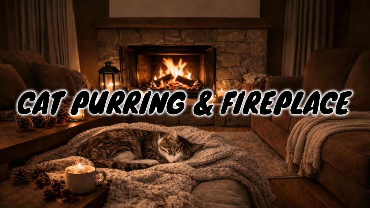 Relaxing Cat Purring by the Fireplace 🔥🐱 | Deep Sleep & Stress Relief