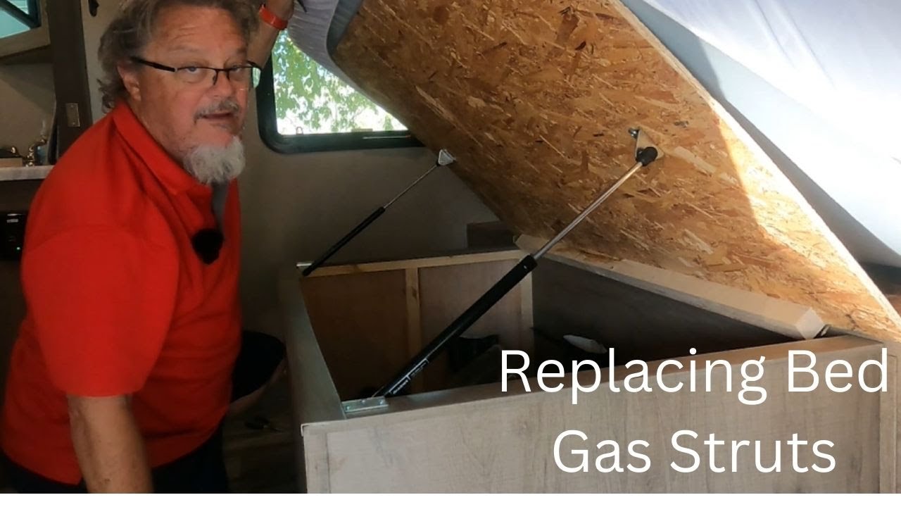 RV Replacing Bed Gas Struts - Easy