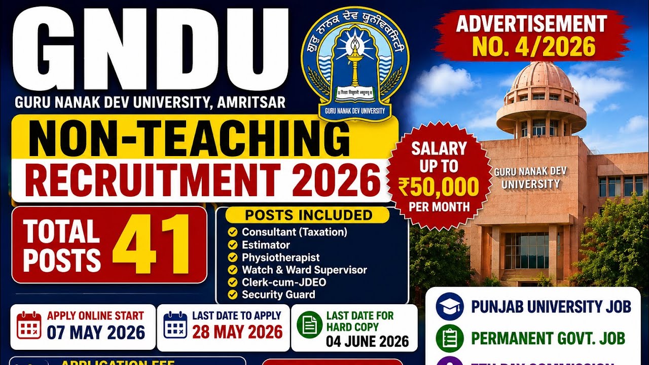 GNDU Non-Teaching Recruitment 2026 | Clerk & Security Guard Vacancy Guru Nanak Dev Uni Recruitment