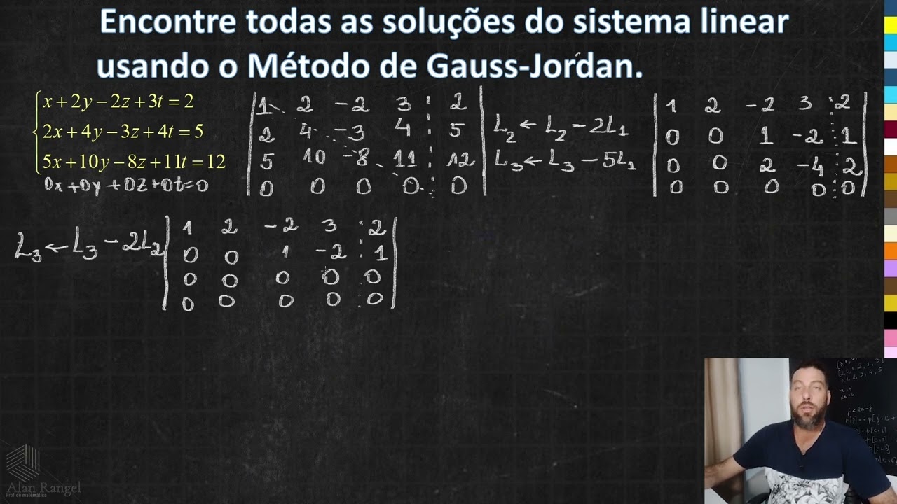 Sistema Linear pelo Método Gauss-Jordan - Como deixar dependente de duas variáveis.